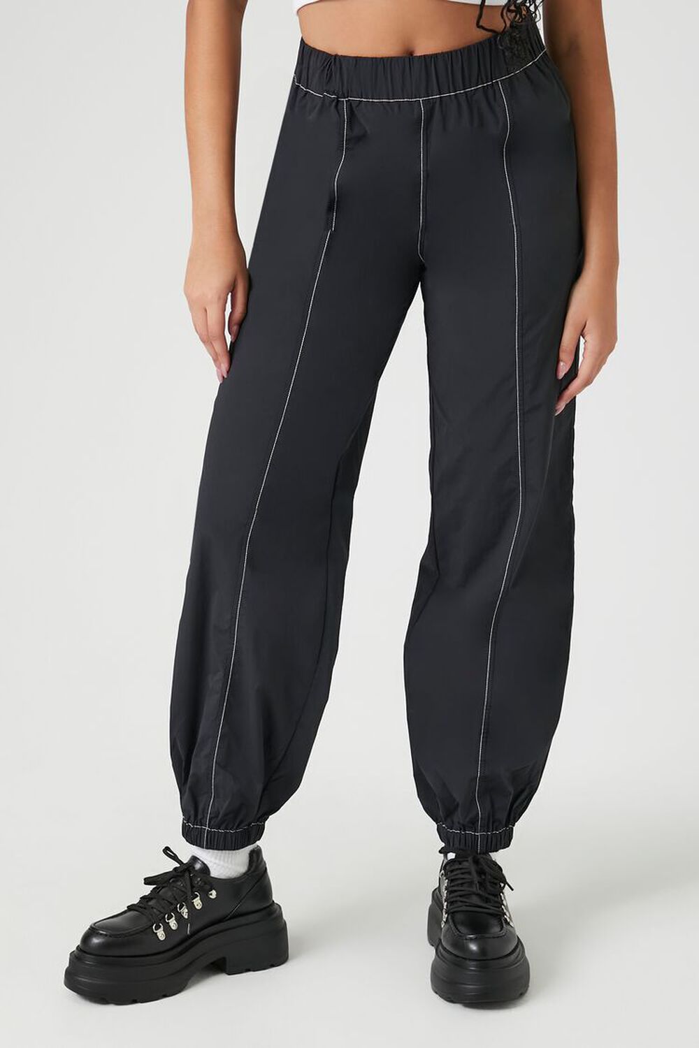 Woven high-rise joggers in Black