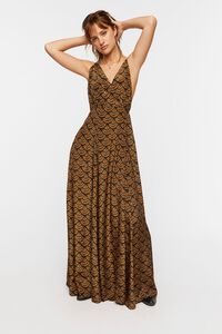 BROWN/MULTI Ornate Print Surplice Maxi Dress, image 4