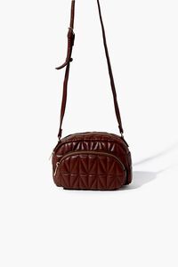 BROWN Quilted Faux Leather Crossbody Bag, image 1