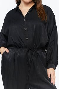 BLACK Plus Size Satin Long-Sleeve Jumpsuit, image 5