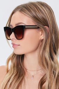 BLACK/BROWN Tortoiseshell Cat-Eye Sunglasses, image 2