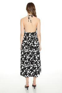 BLACK/WHITE Floral Print Halter Midi Dress, image 3