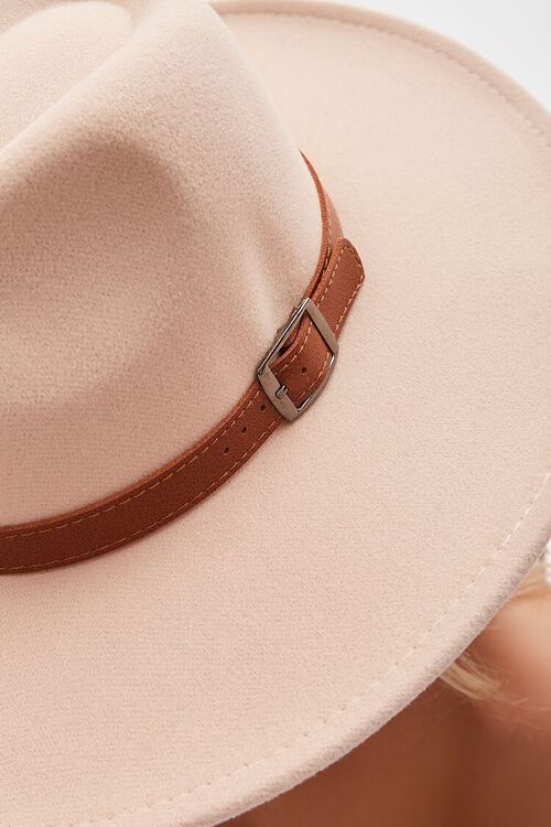 TAN Buckled Faux Leather-Trim Fedora, image 2