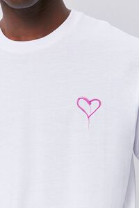 WHITE/PINK Heart Embroidered Graphic Tee, image 5