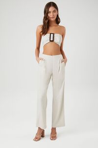 BEIGE Super Cropped Buckle Tube Top, image 4