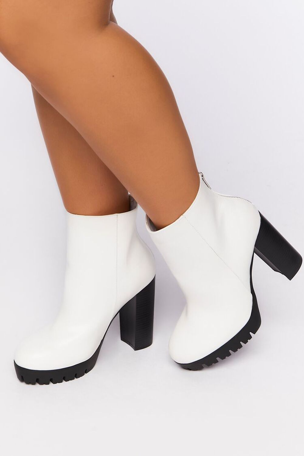 WHITE Contrast-Lug Booties (Wide), image 1