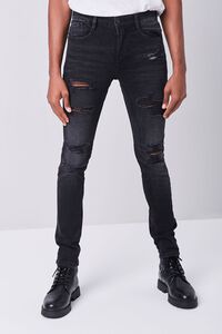 BLACK Distressed Super Skinny Jeans, image 2