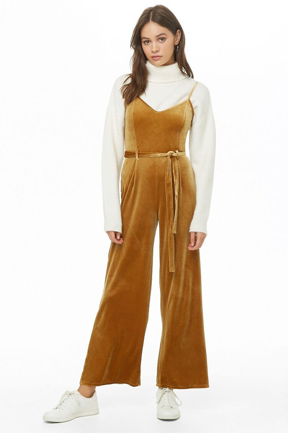 Velvet Belted Palazzo Jumpsuit, image 1