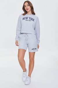 HEATHER GREY/NAVY Fleece New York Graphic Pullover, image 4
