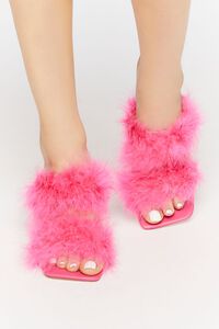 HOT PINK Feather Open-Toe Heels, image 4