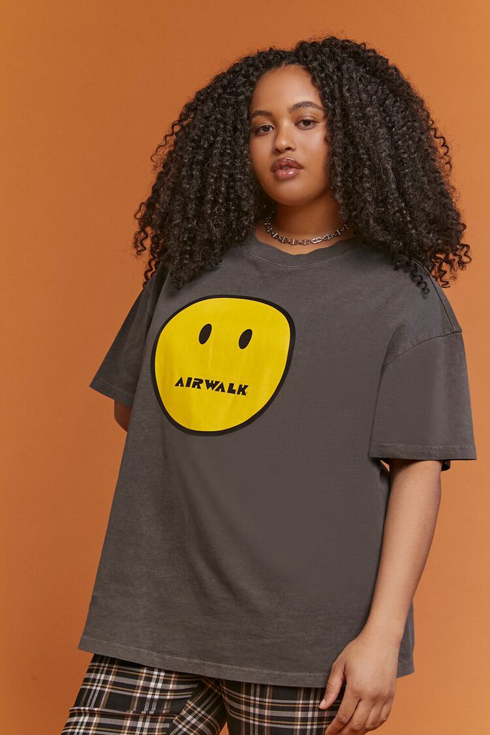 CHARCOAL/MULTI Plus Size Airwalk Happy Face Graphic Tee, image 2