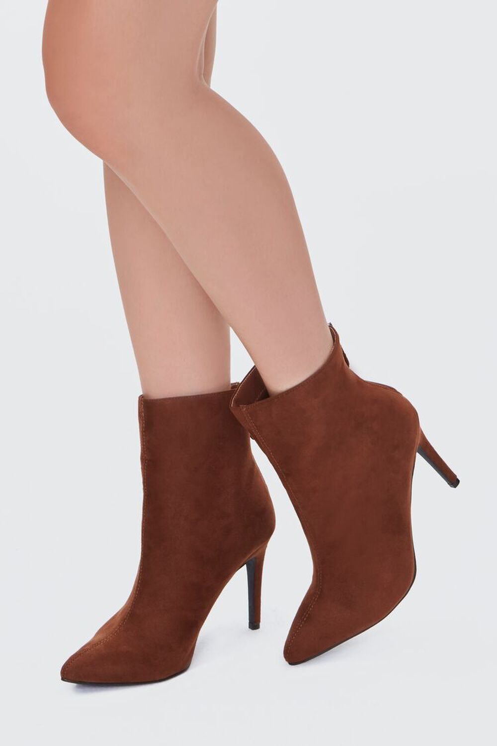 BROWN Faux Suede Stiletto Booties, image 1