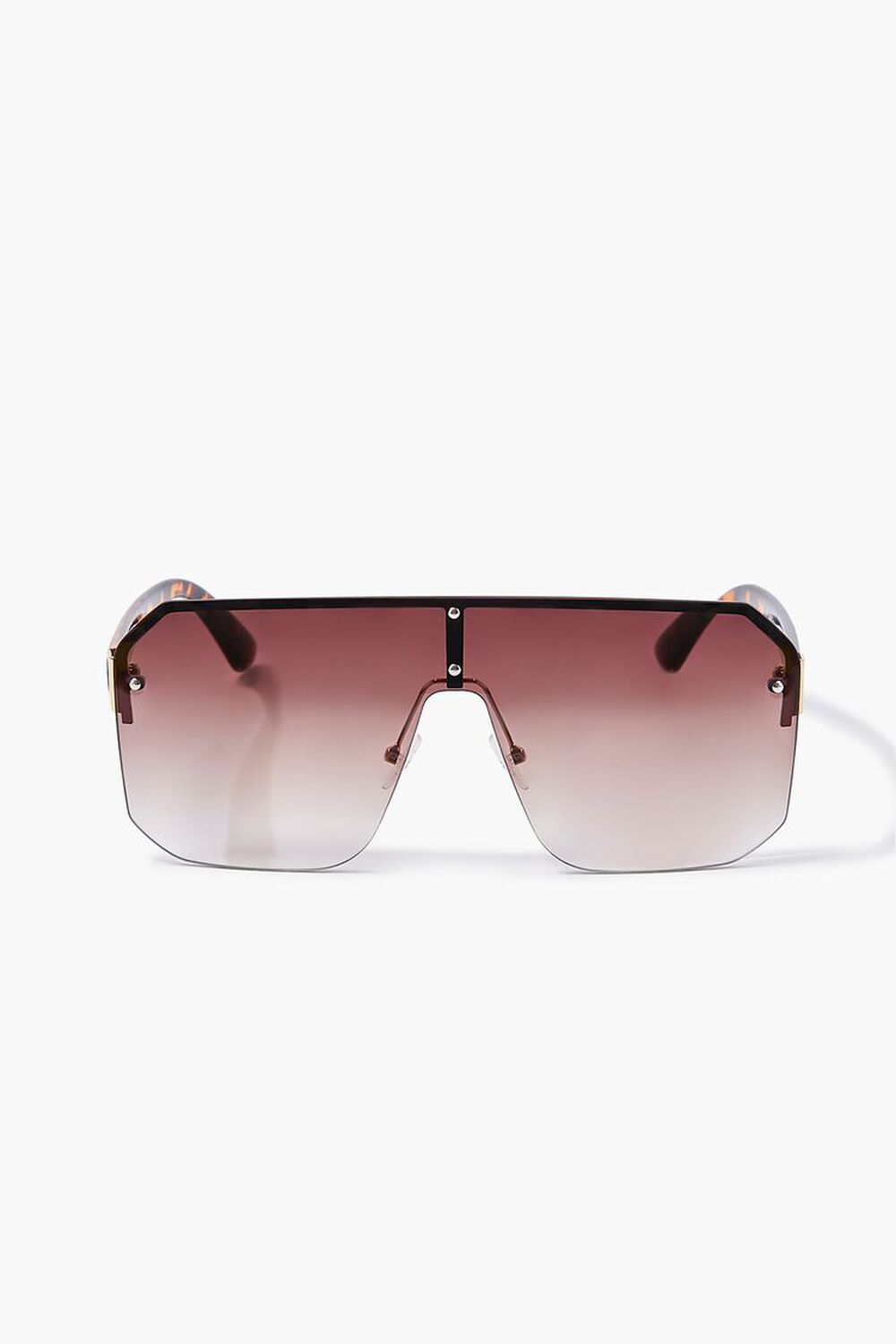BROWN/BROWN Tortoiseshell-Arm Shield Sunglasses, image 1