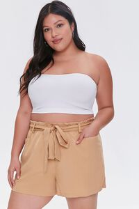 CAMEL Plus Size Relaxed Tie-Belt Shorts, image 1