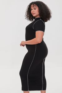 BLACK/WHITE Plus Size Bodycon Midi Dress, image 2