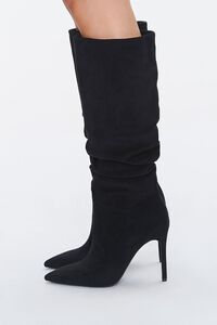 BLACK Slouchy Stiletto Knee-High Boots, image 2