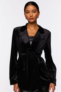 BLACK Velvet Belted Blazer, image 5