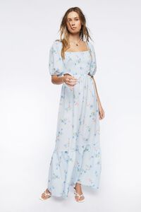BLUE/MULTI Floral Print Cutout Maxi Dress, image 4