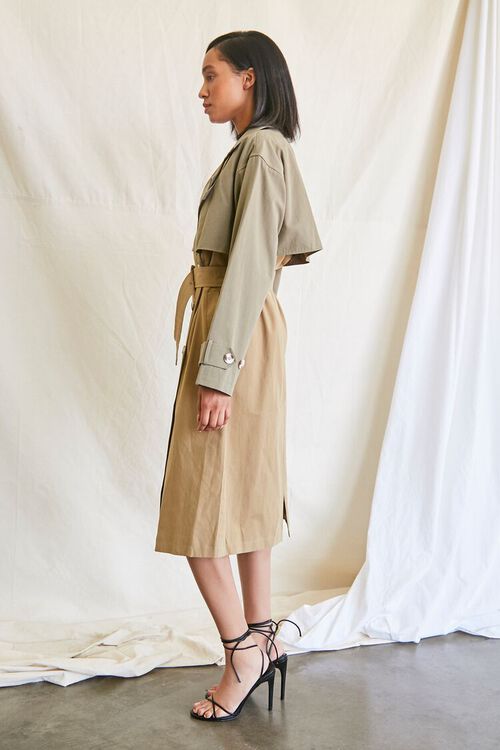 OLIVE/LIGHT OLIVE Double-Breasted Trench Coat, image 3