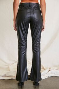 BLACK Faux Leather Flare Pants, image 4
