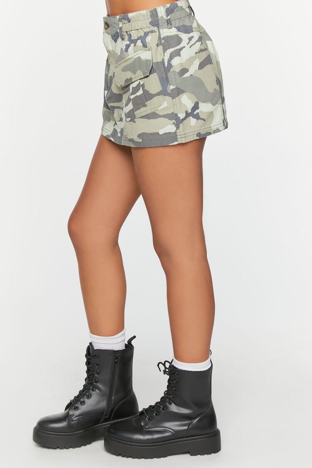 Camo Print Cargo Mini Skirt