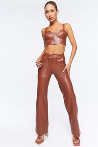 CAMEL Faux Leather Crop Top & Pants Set, image 1