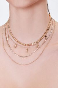 Cross Charm Layered Chain Necklace, image 1