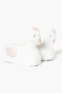 WHITE Plush Swan House Slippers, image 1