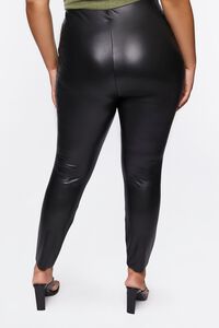 BLACK Plus Size Faux Leather High-Rise Leggings, image 4