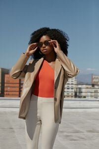 TAUPE Faux Leather Blazer, image 1
