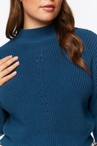 NAUTICAL BLUE Plus Size Ribbed Mock Neck Sweater, image 5