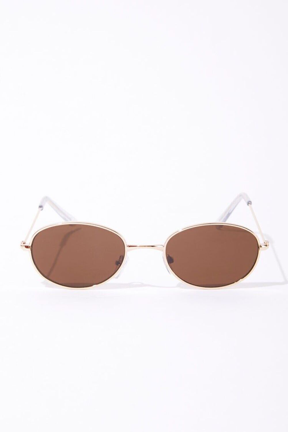 GOLD/BROWN Oval Tinted Sunglasses, image 1