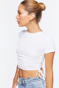 WHITE Ruched Drawstring Cropped Tee, image 2