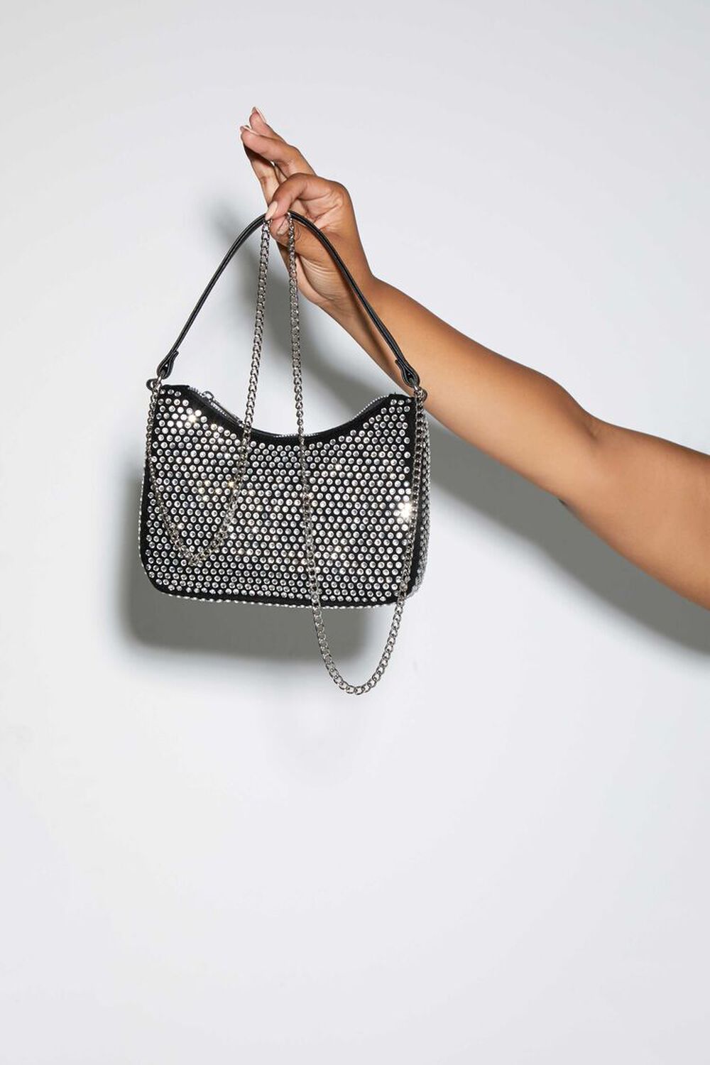 Embellished Chain Baguette Bag, image 1