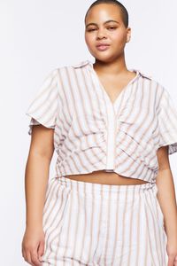 Plus Size Striped Ruched Shirt, image 1
