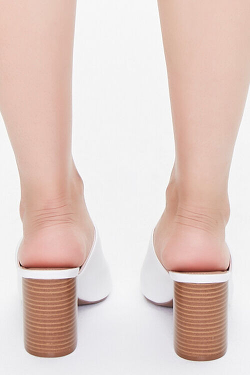 WHITE Faux Leather Stacked Block Heels, image 3