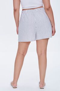 IVORY/BLACK Plus Size Striped Paperbag Shorts, image 4
