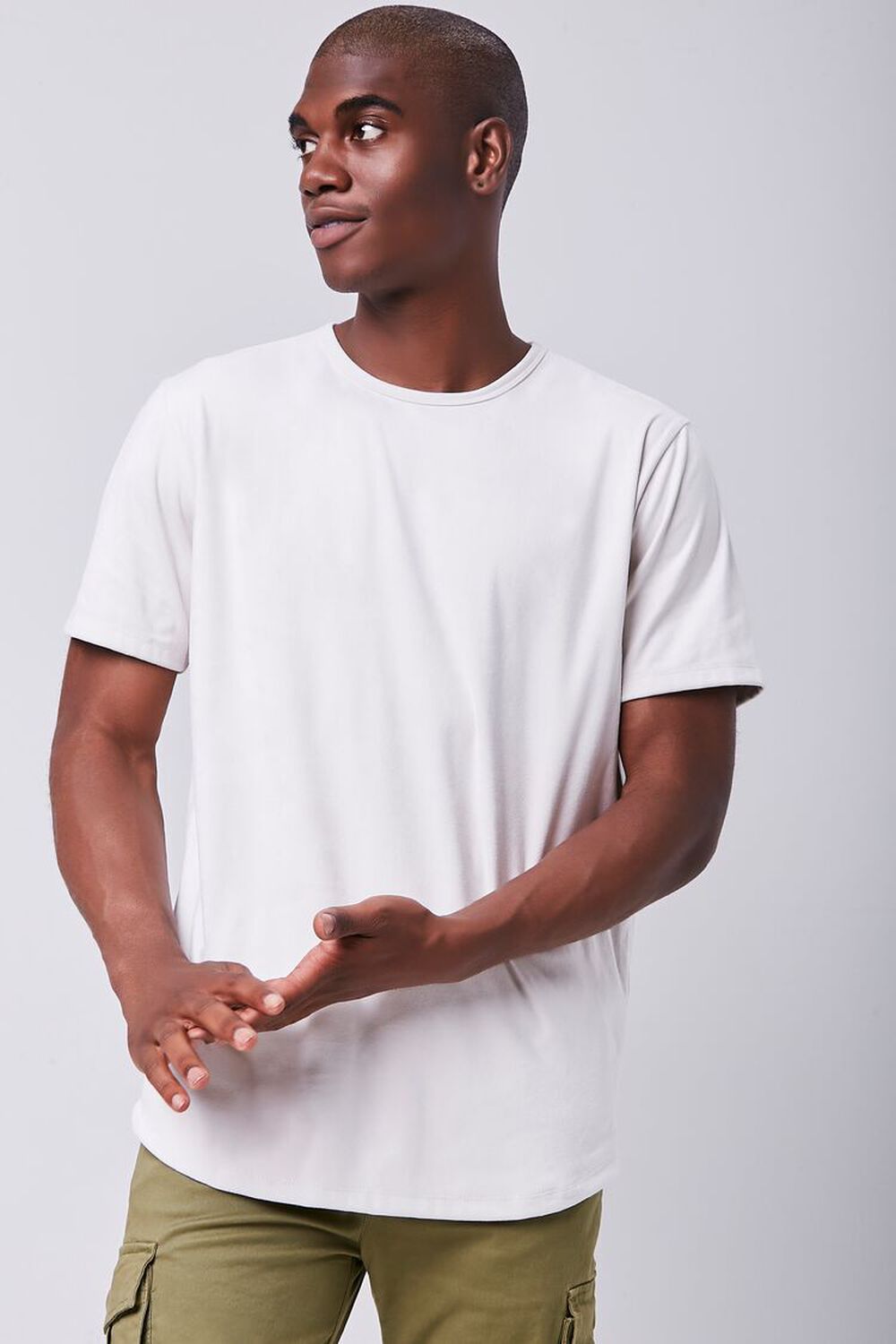 WHITE Faux Suede Curved Tee, image 1
