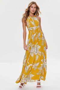 YELLOW/MULTI Tropical Leaf Print Maxi Dress, image 4