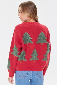 RED/GREEN Textured Tree Pattern Sweater, image 3