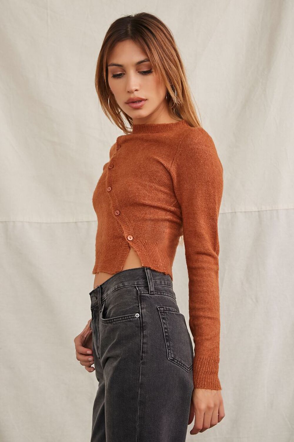 RUST Diagonal Button-Up Sweater, image 2
