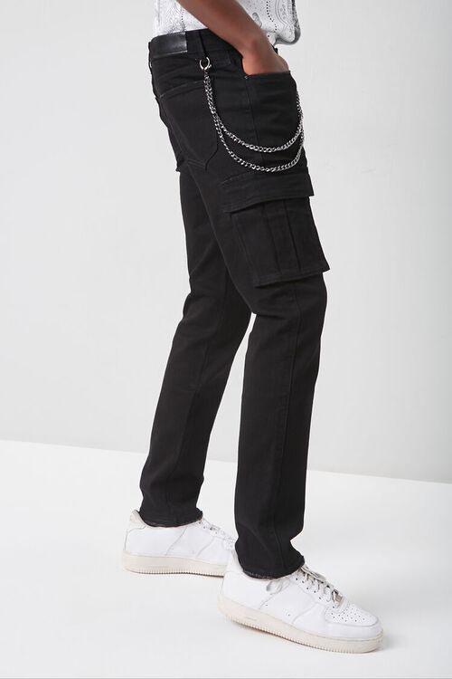 BLACK Wallet Chain Slim-Fit Jeans, image 3