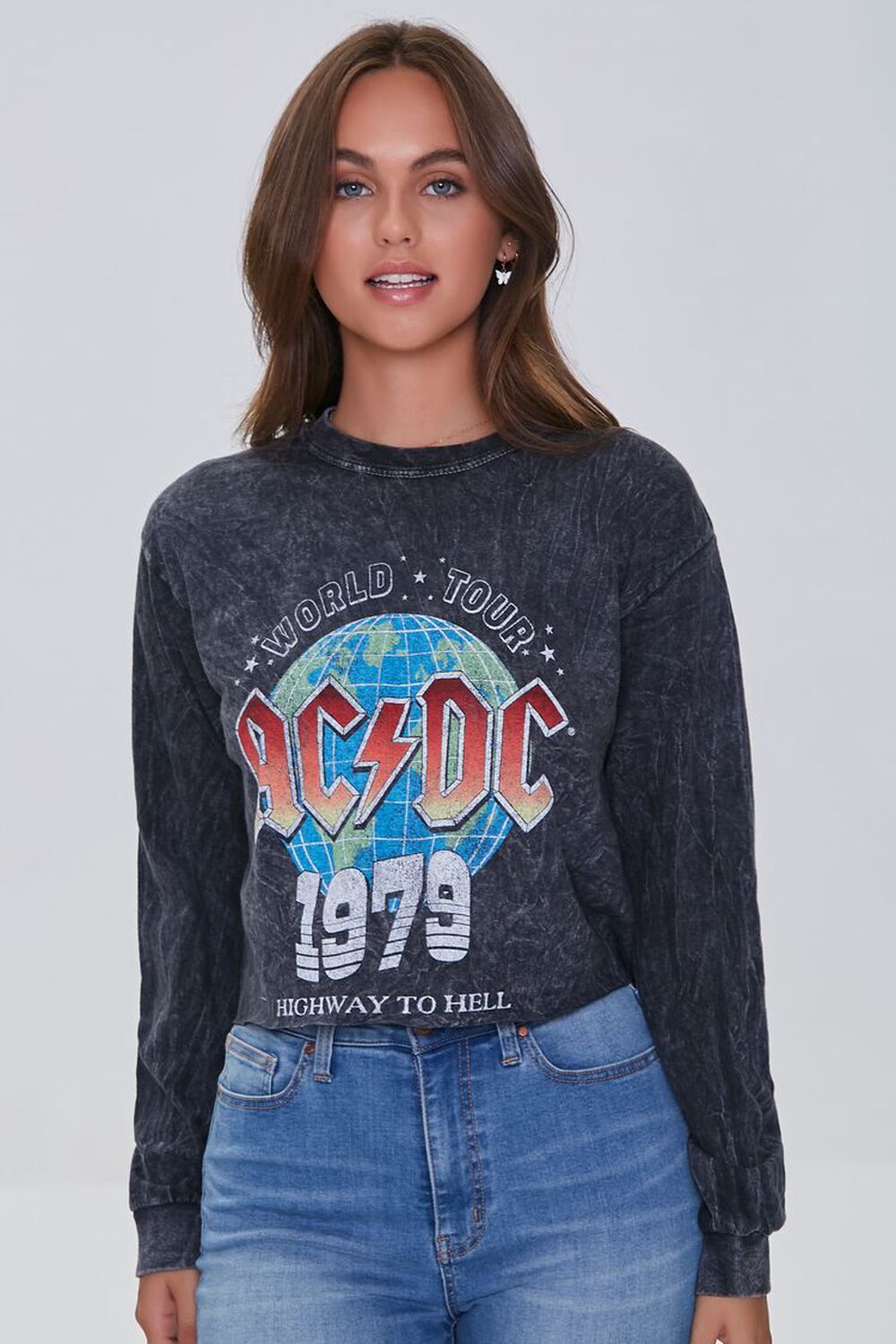 BLACK/MULTI AC/DC  Graphic Mineral Wash Tee, image 1