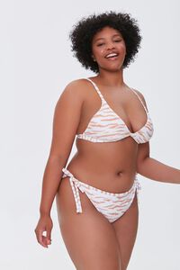 TAN/MULTI Plus Size Tiger Print String Bikini Bottoms, image 7