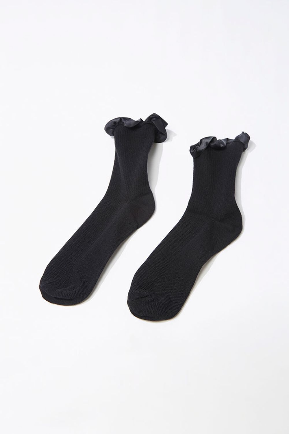 BLACK Ruffle-Trim Crew Socks, image 2