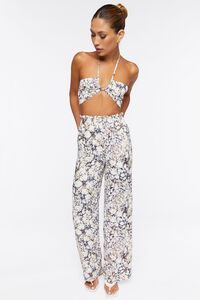 IVORY/MULTI Abstract Print Halter Crop Top, image 4