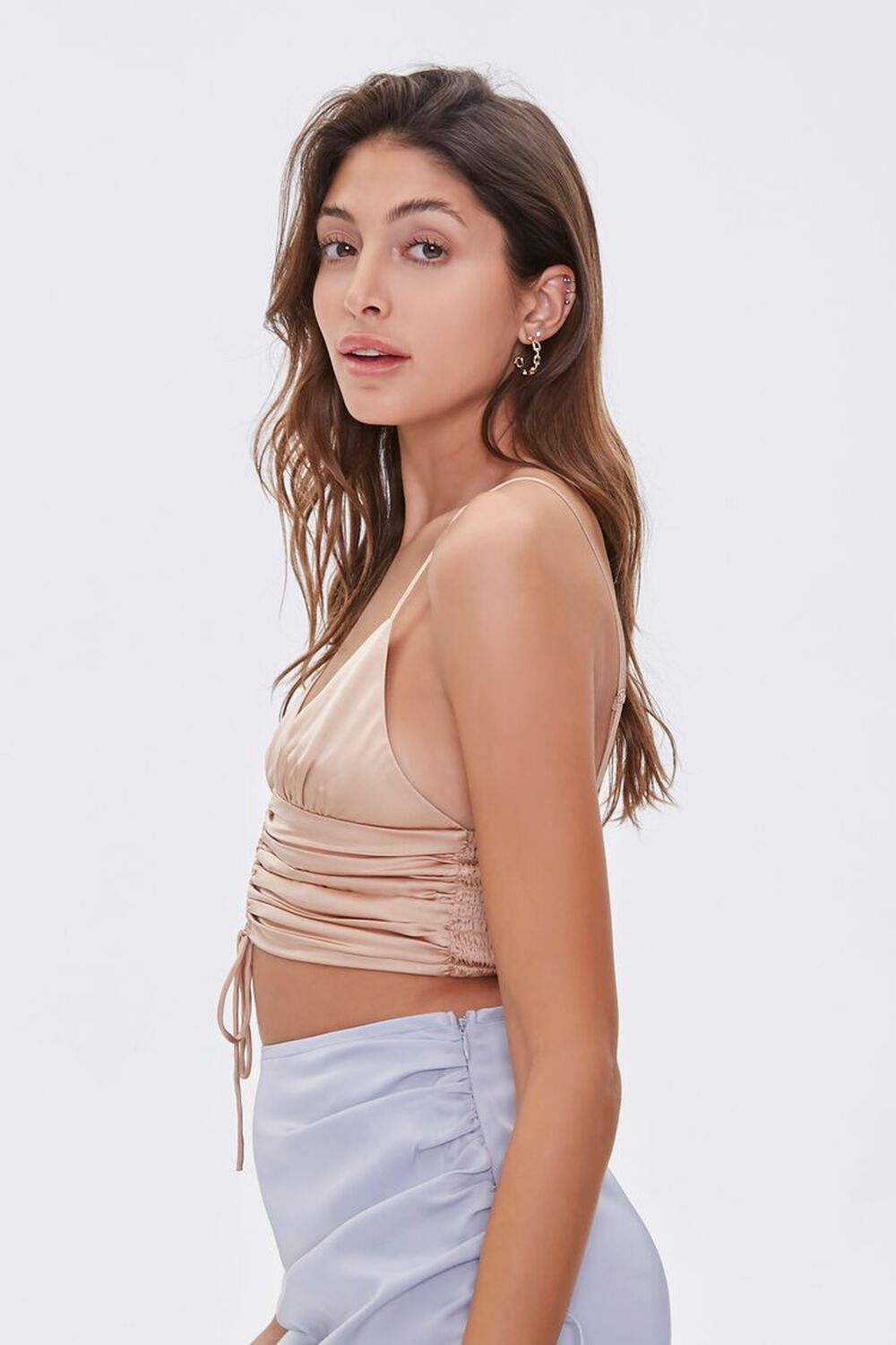 CHAMPAGNE Satin Cropped Cami, image 2