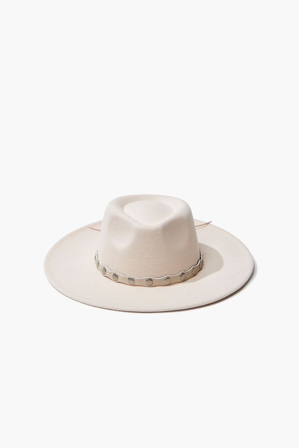 CREAM/SILVER Studded-Trim Felt Panama Hat, image 1