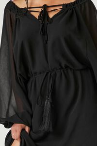 BLACK Organza Tassel Maxi Dress, image 5