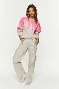 PINK/MULTI Abstract Flame Crew Sweater, image 4